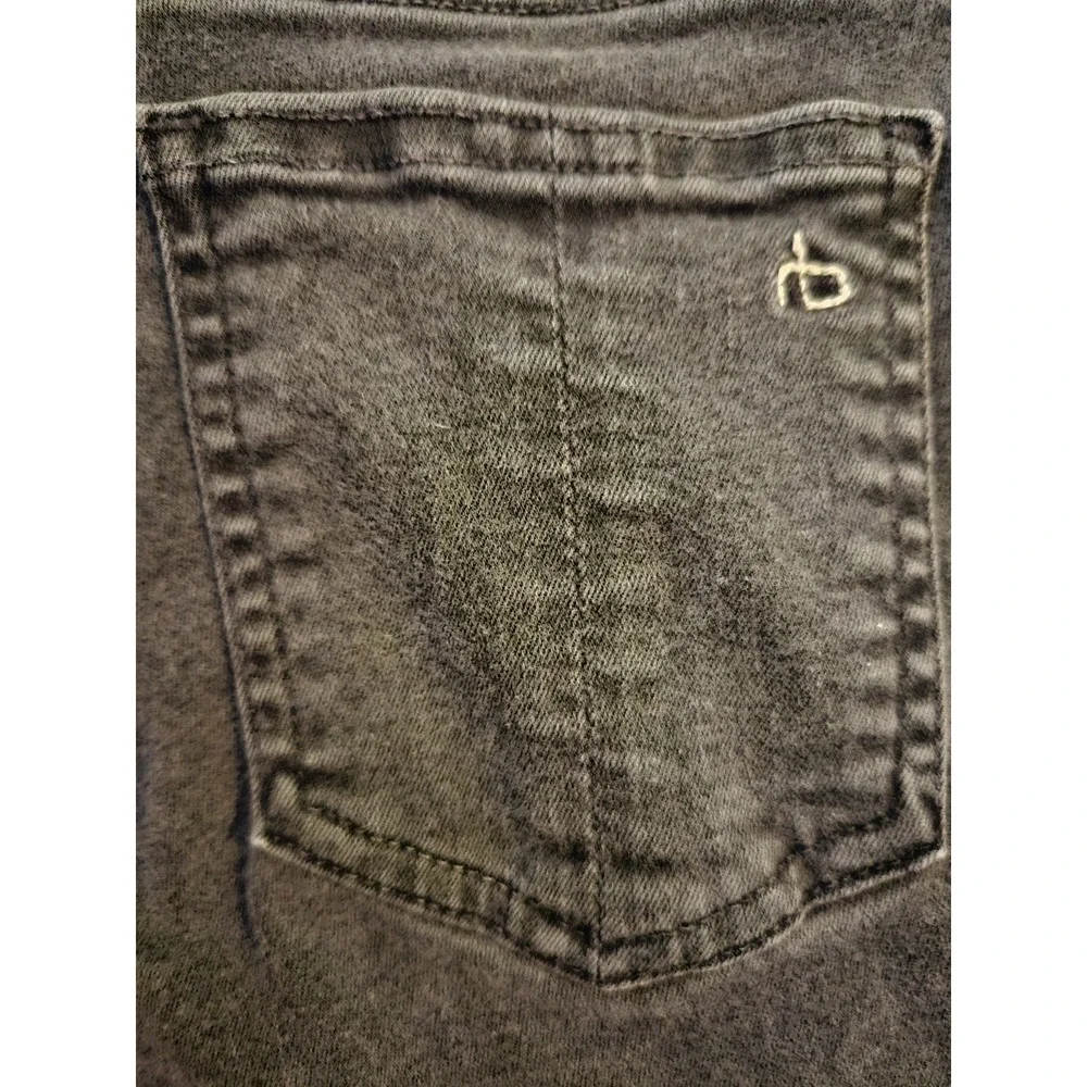 Rag & Bone Ankle Skinny Jeans Size 25 Black Raw Distressed Hem Stretch (24x25)